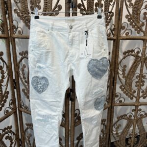 Sample Sale WHITE DENIM with heart